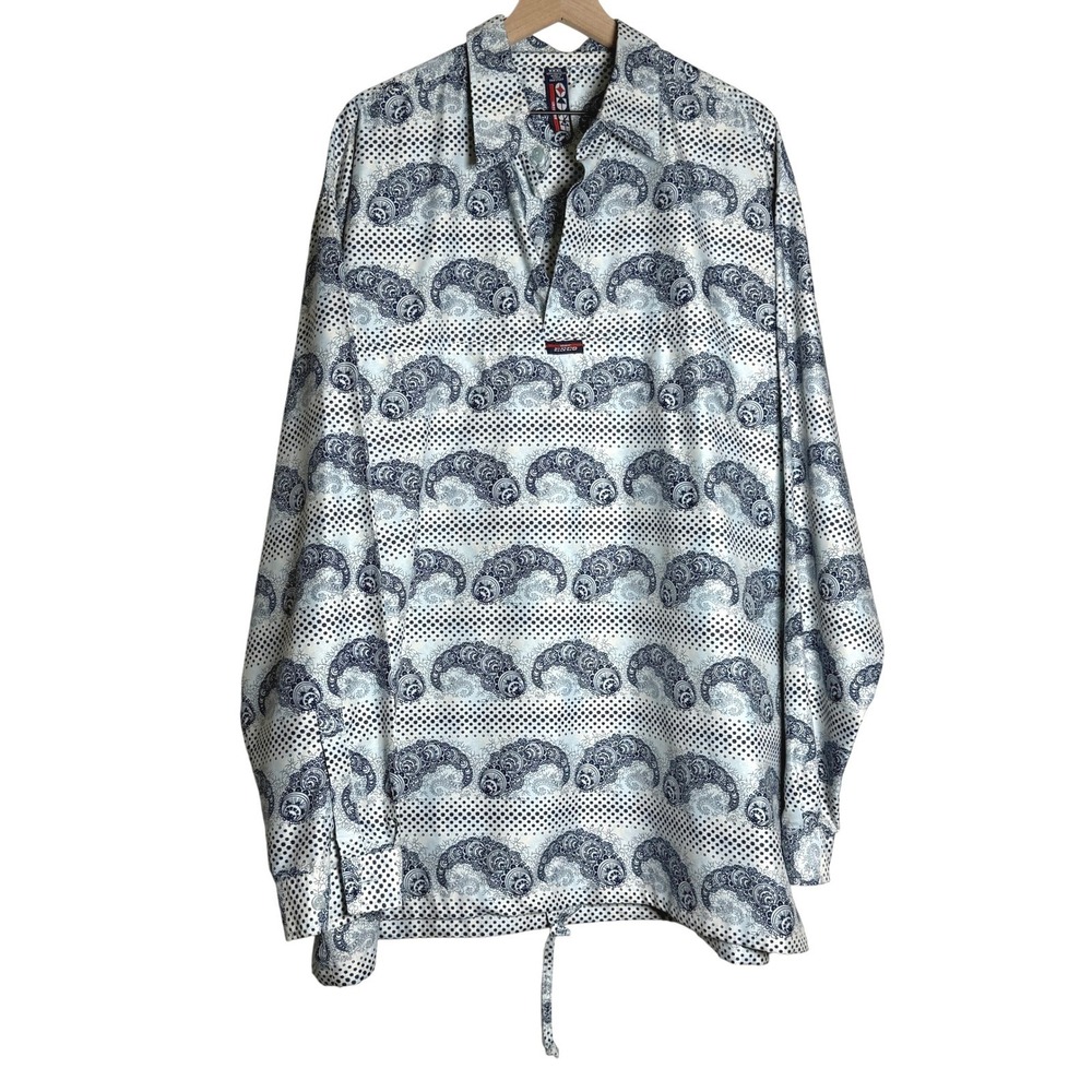 Willie Esco Mens‎ Pullover Sweatshirt XXXL Blue Paisley Streetwear 90s Hip Hop